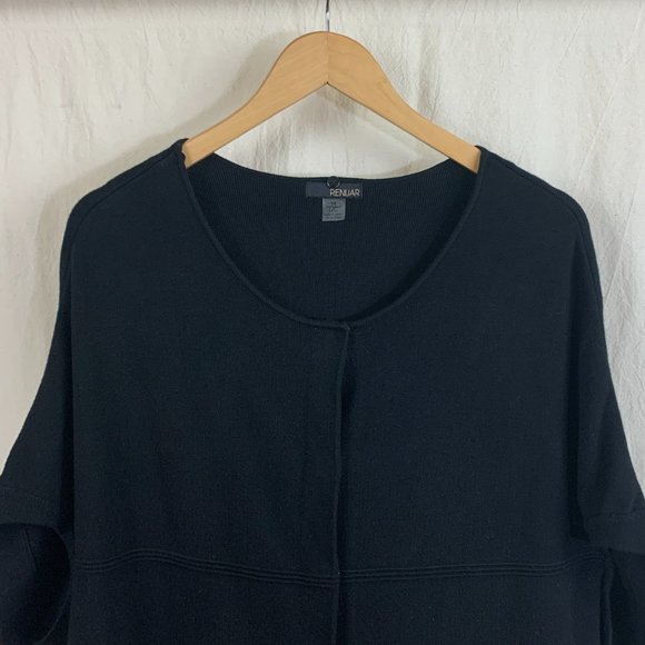 Renuar Short Sleeve Cardigan Sweater in Black Knit - Picture 3 of 7
